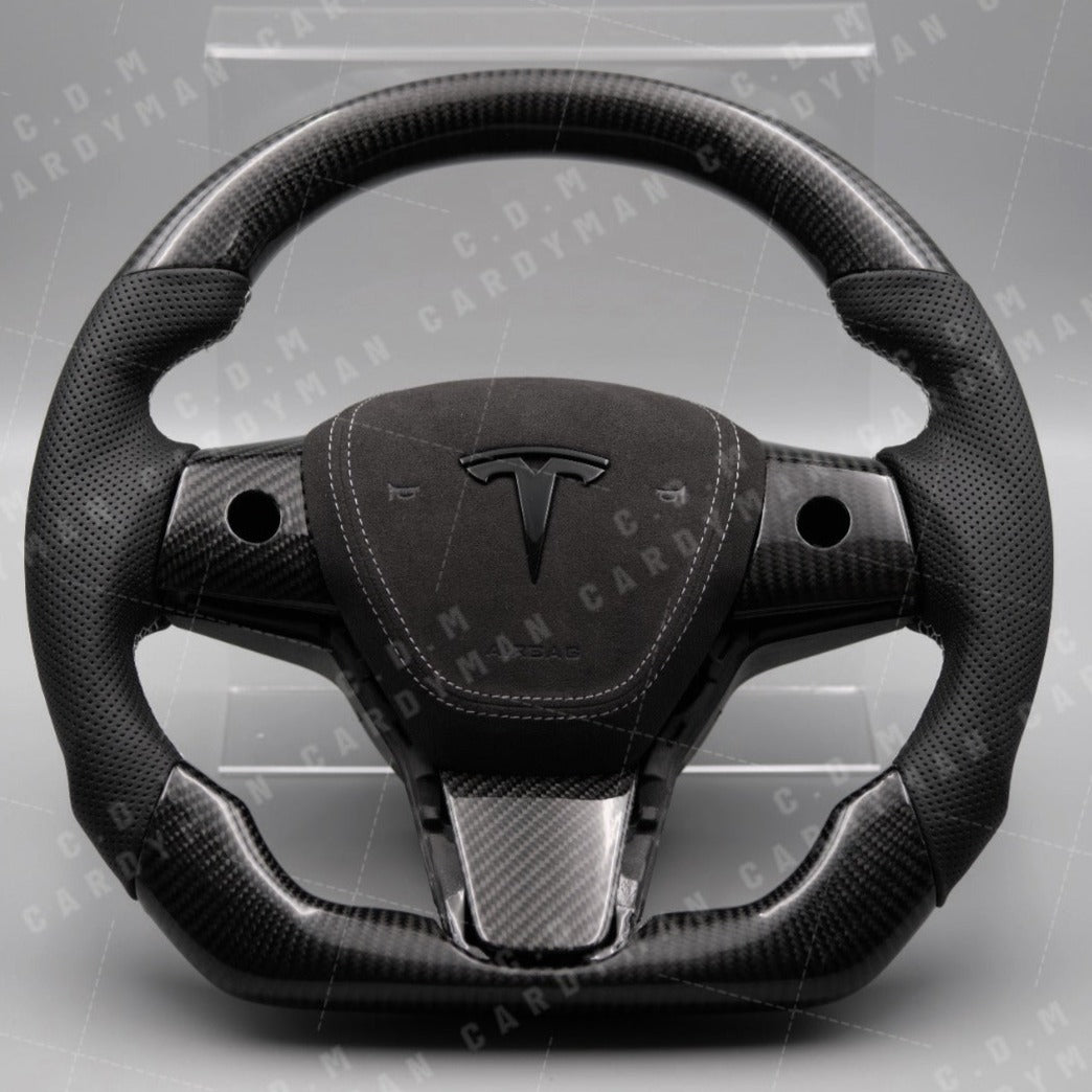 Tesla Model 3 Carbon Fiber Steering Wheel l 日本進口碳纖維軚盤 Leather / Nappa皮