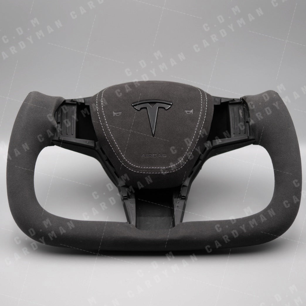 Tesla Model 3/S/Y/X Yoke Alcantara Carbon Fiber Steering Wheel l 日本進口碳纖維軚盤 *適合TESLA 全系列安裝