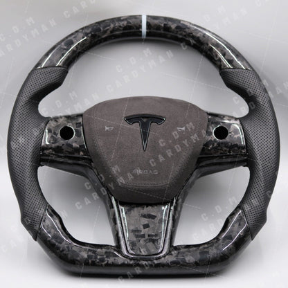 Tesla Model 3/Y/S/X Carbon Fiber Steering Wheel l 日本進口碳纖維軚盤 Leather / Nappa皮