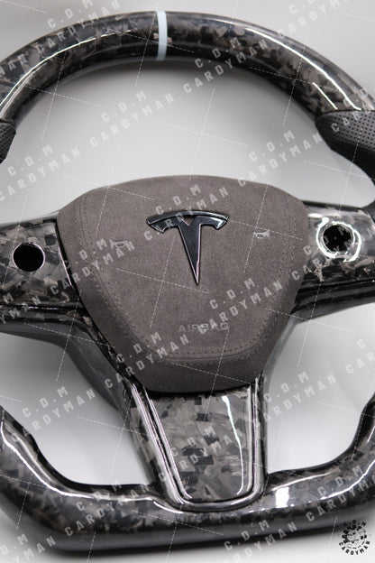 Tesla Model 3/Y/S/X Carbon Fiber Steering Wheel l 日本進口碳纖維軚盤 Leather / Nappa皮