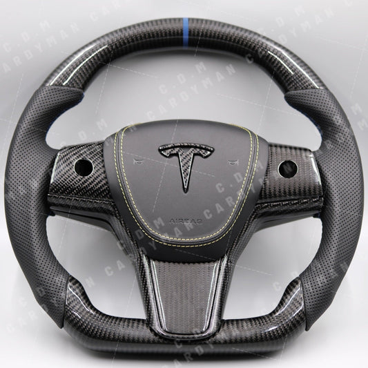 Tesla Model 3 Carbon Fiber Steering Wheel l 日本進口碳纖維軚盤 Leather / Nappa皮