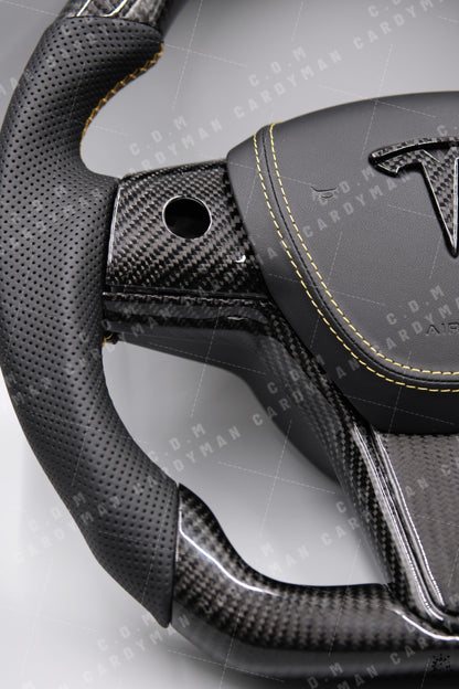 Tesla Model 3/Y/S/X Carbon Fiber Steering Wheel l 日本進口碳纖維軚盤 Leather / Nappa皮