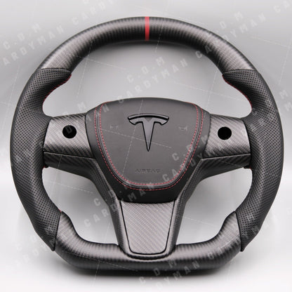 Tesla Model 3/Y/S/X Carbon Fiber Steering Wheel l 日本進口碳纖維軚盤 Leather / Nappa皮