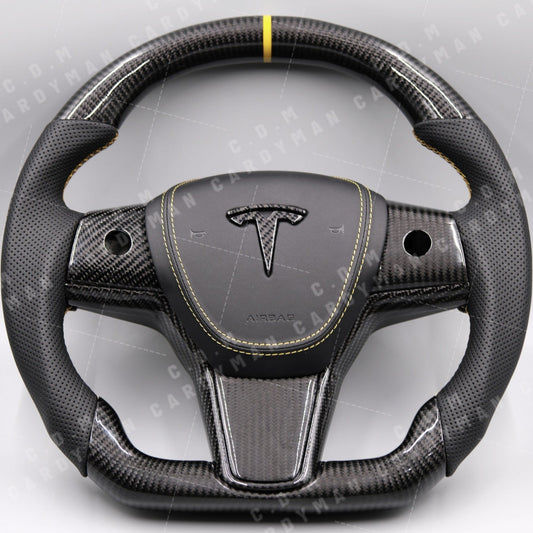 Tesla Model 3/Y/S/X Carbon Fiber Steering Wheel l 日本進口碳纖維軚盤 Leather / Nappa皮