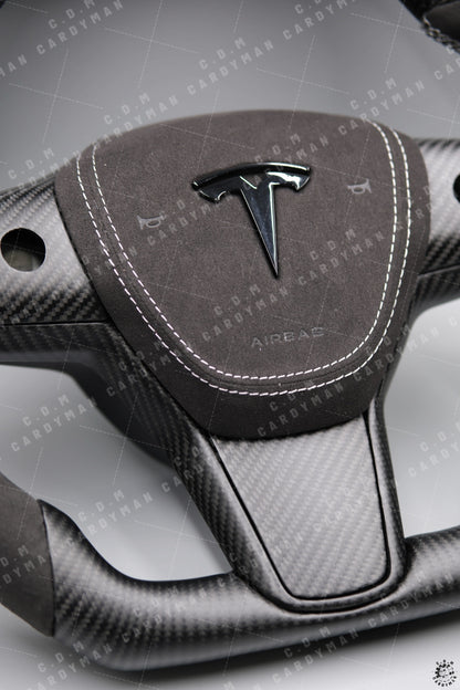 Tesla Model 3/Y/S/X Carbon Fiber Steering Wheel l 日本進口碳纖維軚盤 Leather / Nappa皮